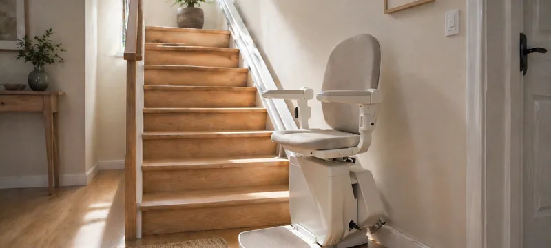 Monte-escalier droit installé dans un intérieur lumineux
