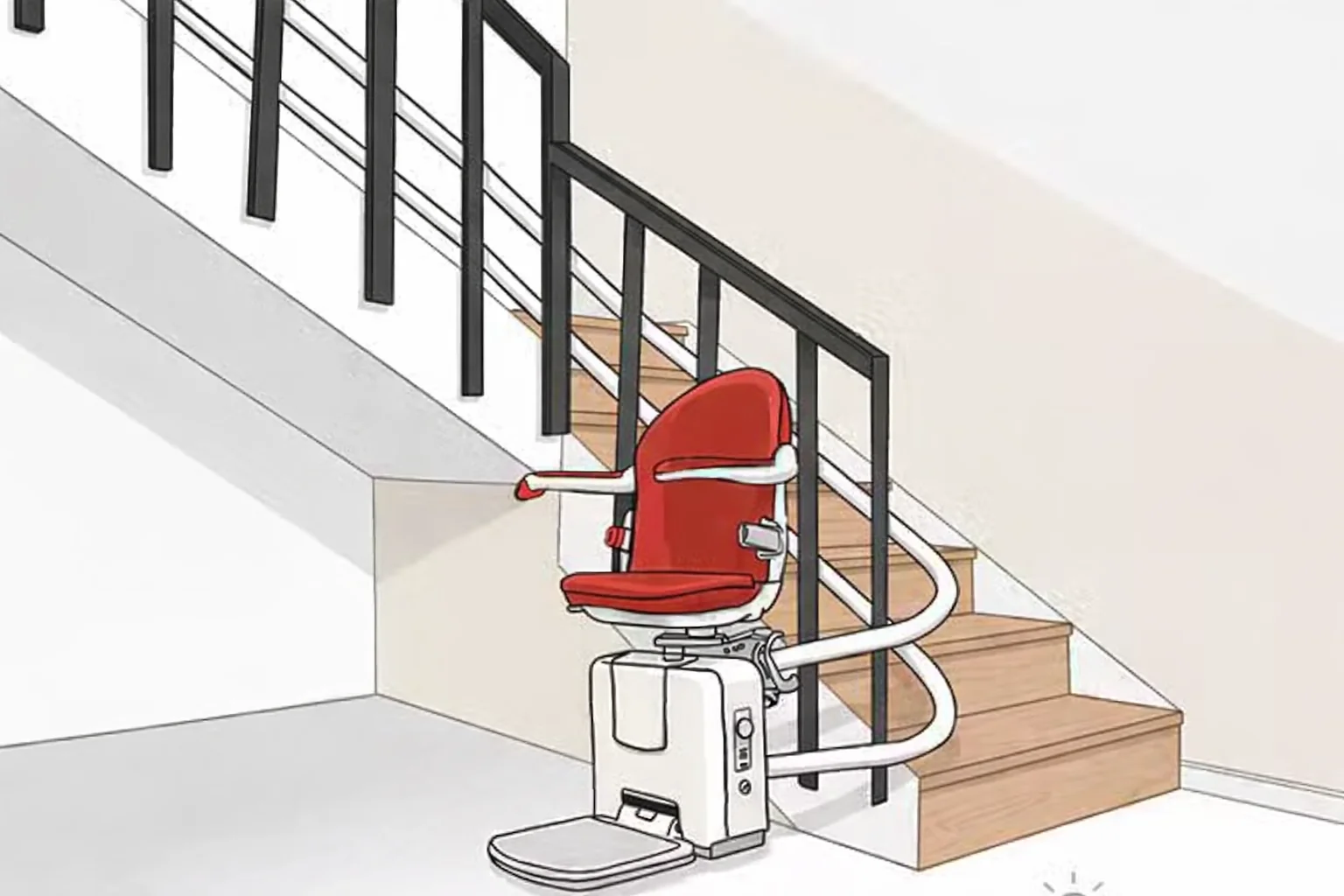 Monte-escalier tournant sur un escalier avec virage